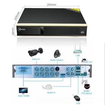 MOVOLS CCTV Kit 2MP Zunanji Nadzor IR Varnostne Kamere 8CH HD Video Nadzor Sistema Hibridni 5 v 1 DVR Set 3