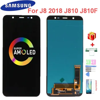 Super AMOLED J810 LCD Zaslon Za Samsung Galaxy J8 2018 J810 J810F SM-J810F Zaslon, Zaslon na Dotik, Računalnike Skupščine Zamenjava 9884