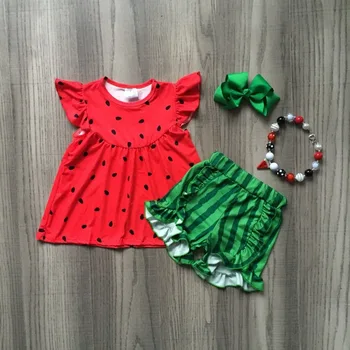 Baby dekleta poletnih oblačil, otroci, dekleta, rdeče lubenica oblačila, sadje obleke dekleta poletje boutique oblačila z dodatki