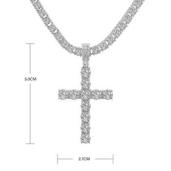 Nakit 2020 Srebrne barve Križ obesek verige za moški Tenis verige s cross Obesek ogrlica verigo na vrat žensk na debelo 2