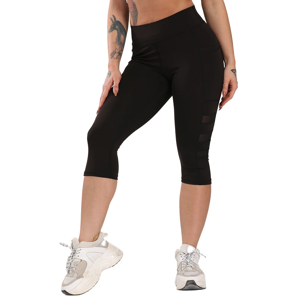 Ženska športna legging slim dihanje capri push up fitnes teče joga hlače za šivanje modne športne hlače 1