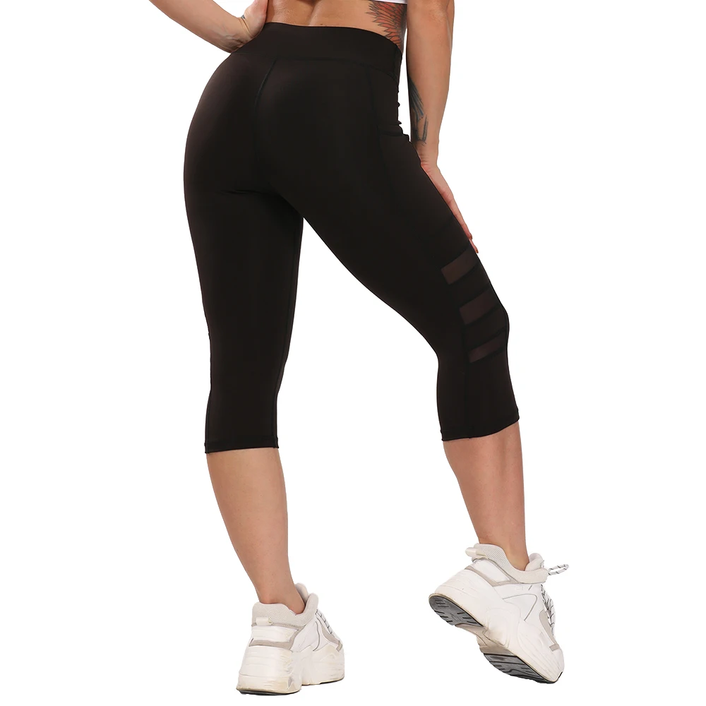 Ženska športna legging slim dihanje capri push up fitnes teče joga hlače za šivanje modne športne hlače 4
