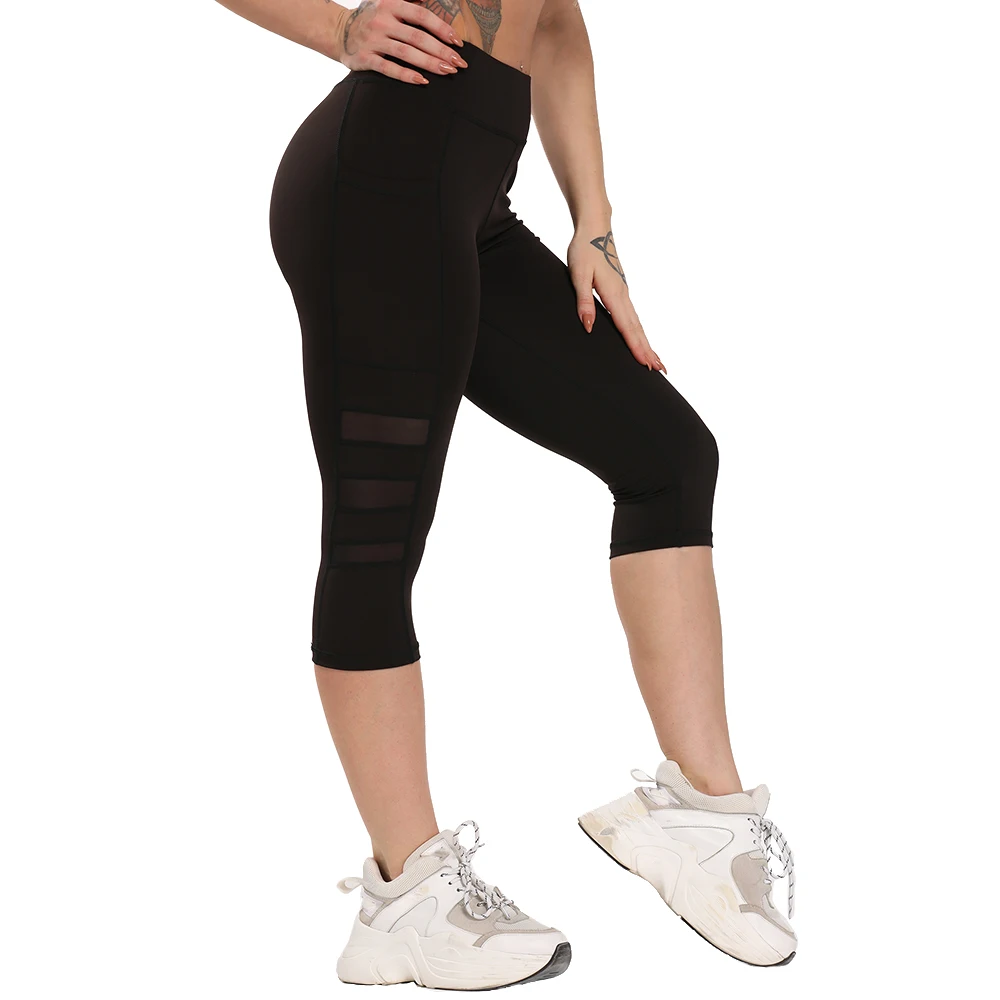 Ženska športna legging slim dihanje capri push up fitnes teče joga hlače za šivanje modne športne hlače 5